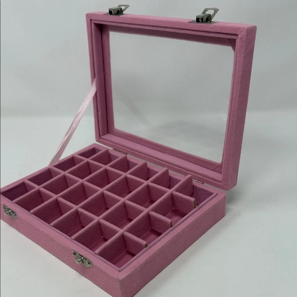 Girl’s Pink Jewelry Box Organizer  8x6x2” with clasps to close NO mirror